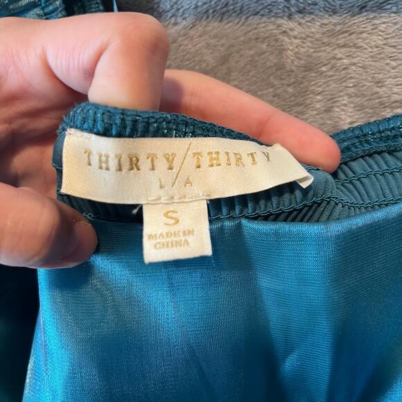 Thirty/Thirty Half Sleeves Flared Stretchy Teal Dress Womens Size Small - Picture 5 of 6